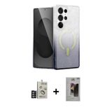 ieg™ Galaxy S24 Ultra Kılıf Eksen Minimal Özel Seri - Siyah Bilvis Hayalet Cam Ekran Koruyucu + Deri