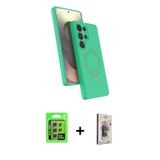 ieg™ Galaxy S24 Ultra Kılıf İz Işık Koleksiyonu - Siyah Bilvis 3D Cam Ekran Koruyucu + Gümüş Raze Me