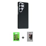 ieg™ Galaxy S24 Ultra Kılıf Kozmos Klasik Prime - Siyah Bilvis Hayalet Cam Ekran Koruyucu + Gri Raze