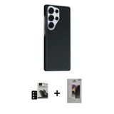 ieg™ Galaxy S24 Ultra Kılıf Kozmos Klasik Prime - Siyah Bilvis Hayalet Cam Ekran Koruyucu + Siyah PV
