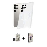 ieg™ Galaxy S24 Ultra Kılıf Kutup Minimal - Siyah Bilvis 3D Cam Ekran Koruyucu + Derin Mor Bilvis Ti