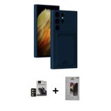 ieg™ Galaxy S24 Ultra Kılıf Vadi Çizgi Prime - Siyah Bilvis Hayalet Cam Ekran Koruyucu + Gold PVD Me