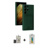 ieg™ Galaxy S24 Ultra Kılıf Vadi Çizgi Prime - Siyah Polymer Nano Ekran Koruyucu + Gold Bilvis Titan