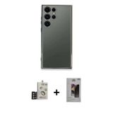ieg™ Galaxy S24 Ultra Kılıf Vadi Minimal - Siyah Bilvis Hayalet Cam Ekran Koruyucu + Gold Bilvis Tit