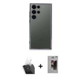 ieg™ Galaxy S24 Ultra Kılıf Vadi Minimal - Siyah Bilvis Hayalet Cam Ekran Koruyucu + Şeffaf Kamera L