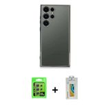 ieg™ Galaxy S24 Ultra Kılıf Vadi Minimal - Siyah Polymer Nano Ekran Koruyucu + Gümüş Raze Metal Kame