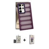 ieg™ Galaxy S24 Ultra Kılıf Yadigar Doku Özel Seri - Siyah Bilvis 3D Cam Ekran Koruyucu + Derin Mor