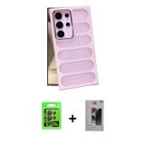ieg™ Galaxy S24 Ultra Kılıf Yadigar Doku Özel Seri - Siyah Bilvis Hayalet Cam Ekran Koruyucu + Siyah