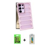 ieg™ Galaxy S24 Ultra Kılıf Yadigar Doku Özel Seri - Siyah Polymer Nano Ekran Koruyucu + Sarı Raze M