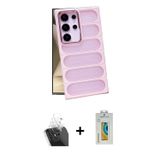 ieg™ Galaxy S24 Ultra Kılıf Yadigar Doku Özel Seri - Siyah Polymer Nano Ekran Koruyucu + Şeffaf Kame