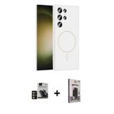 ieg™ Galaxy S24 Ultra Kılıf Yankı Form Serisi - Siyah Bilvis Hayalet Cam Ekran Koruyucu + Gold PVD M