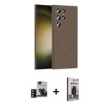 ieg™ Galaxy S24 Ultra Kılıf Yankı Form Serisi - Siyah Bilvis Hayalet Cam Ekran Koruyucu + Siyah PVD