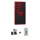 ieg™ Galaxy S24 Ultra Kılıf Yörünge Çizgi - Siyah Polymer Nano Ekran Koruyucu + Derin Mor PVD Metal