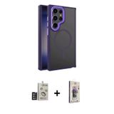 ieg™ Galaxy S24 Ultra Kılıf Yörünge Klasik - Siyah Bilvis 3D Cam Ekran Koruyucu + Derin Mor Bilvis T