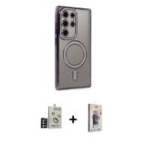 ieg™ Galaxy S24 Ultra Kılıf Zirve Doku Prime - Siyah Bilvis 3D Cam Ekran Koruyucu + Derin Mor Bilvis