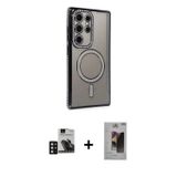 ieg™ Galaxy S24 Ultra Kılıf Zirve Doku Prime - Siyah Bilvis Hayalet Cam Ekran Koruyucu + Derin Mor P