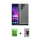 ieg™ Galaxy S24 Ultra Kılıf Zirve Doku - Siyah Bilvis Hayalet Cam Ekran Koruyucu + Mor Raze Metal Ka