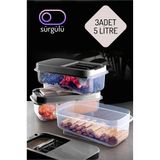 ieg™ HSNET Erzak Bakliyat Saklama Kabı 3 lü Set 5 Lt Antrasit
