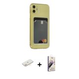 ieg™ iPhone 11 Kılıf Doruk Klasik Koleksiyonu - Siyah Bilvis 3D Mat Cam Ekran Koruyucu + Sarı Renkli