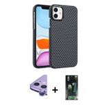 ieg™ iPhone 11 Kılıf Doruk Serisi - Şeffaf 360 Full Body Arka Koruyucu + Mor Raze Metal Kamera Lens