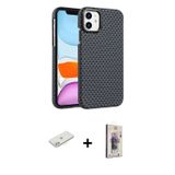 ieg™ iPhone 11 Kılıf Doruk Serisi - Siyah Bilvis 3D Cam Ekran Koruyucu + Turuncu Renkli Kamera Lens