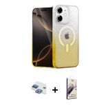 ieg™ iPhone 11 Kılıf Eksen Minimal Özel Seri - Siyah Bilvis 3D Mat Cam Ekran Koruyucu + Gökkuşağı Pe