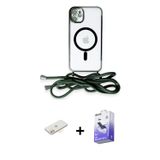 ieg™ iPhone 11 Kılıf Eksen Özel Seri - Siyah Bilvis 5in1 5D Magic Hayalet Cam Ekran Koruyucu + Sarı