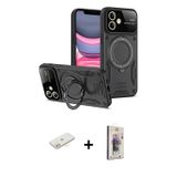 ieg™ iPhone 11 Kılıf Kıvılcım Modern Serisi - Siyah Bilvis 3D Cam Ekran Koruyucu + Sarı Renkli Kamer