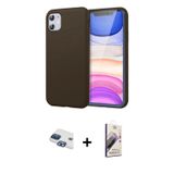 ieg™ iPhone 11 Kılıf Kozmos Yansıma Özel Seri - Siyah Bilvis 3D Mat Cam Ekran Koruyucu + Lacivert Pe