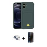 ieg™ iPhone 11 Kılıf Vadi Çizgi Prime - Siyah 3D Antistatik Hayalet Cam Ekran Koruyucu + Lacivert Pe