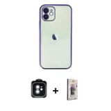 ieg™ iPhone 11 Kılıf Vadi Minimal - Siyah Bilvis 3D Cam Ekran Koruyucu + Yeşil PVD Metal Kamera Lens