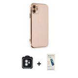 ieg™ iPhone 11 Kılıf Yankı Serisi - Şeffaf Pasifik Cam Ekran Koruyucu + Mavi PVD Metal Kamera Lens