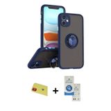 ieg™ iPhone 11 Kılıf Yörünge Çizgi - Şeffaf Royal Nano Ekran Koruyucu + Kırmızı Rainbow Kamera Lens