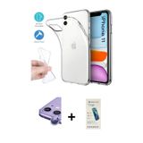 ieg™ iPhone 11 Kılıf Zirve Doku - Şeffaf Pasifik Cam Ekran Koruyucu + Mor Raze Metal Kamera Lens