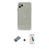 ieg™ iPhone 11 Pro Kılıf Ahenk Doku - Şeffaf Pasifik Cam Ekran Koruyucu + Kırmızı Metal Kamera Lens