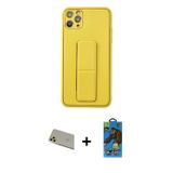 ieg™ iPhone 11 Pro Max Kılıf Akış Doku - Siyah 18D Cam Ekran Koruyucu + Gold Rainbow Kamera Lens Kor