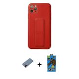 ieg™ iPhone 11 Pro Max Kılıf Akış Doku - Siyah 18D Cam Ekran Koruyucu + Pembe Shine Kamera Lens Koru