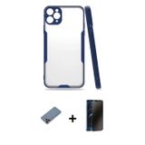 ieg™ iPhone 11 Pro Max Kılıf Atlas Asil Serisi - Siyah 3D Antistatik Hayalet Cam Ekran Koruyucu + Pe