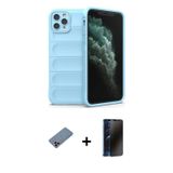 ieg™ iPhone 11 Pro Max Kılıf Atlas Koleksiyonu - Siyah 3D Antistatik Hayalet Cam Ekran Koruyucu + Pe