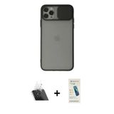 ieg™ iPhone 11 Pro Max Kılıf Vadi Çizgi - Şeffaf Pasifik Cam Ekran Koruyucu + Şeffaf Kamera Lens Kor