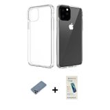 ieg™ iPhone 11 Pro Max Kılıf Zirve Doku - Şeffaf Pasifik Cam Ekran Koruyucu + Gold Metal Kamera Lens