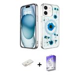 ieg™ iPhone 12 Kılıf Kozmos Doku - Siyah Bilvis 5in1 3D Magic Cam Ekran Koruyucu + Sarı Renkli Kamer