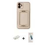 ieg™ iPhone 12 Kılıf Kozmos Minimal Prime - Şeffaf Pasifik Cam Ekran Koruyucu + Sarı Renkli Kamera L