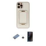 ieg™ iPhone 12 Pro Kılıf Kozmos Minimal Prime - Siyah 3D Antistatik Hayalet Cam Ekran Koruyucu + Pem