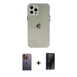 ieg™ iPhone 12 Pro Kılıf Nova Asil Özel Seri - Siyah 3D Antistatik Hayalet Cam Ekran Koruyucu + Sarı