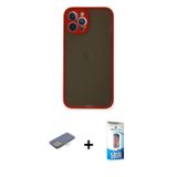 ieg™ iPhone 12 Pro Max Kılıf Ahenk Çizgi Serisi - Siyah 5D Eko Cam Ekran Koruyucu + Sarı Renkli Kame