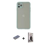 ieg™ iPhone 12 Pro Max Kılıf Ahenk Çizgi Serisi - Siyah Bilvis Hayalet Cam Ekran Koruyucu + Sarı Ren