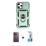 ieg™ iPhone 12 Pro Max Kılıf Ahenk Klasik - Siyah 5D Eko Cam Ekran Koruyucu + Sarı Neon Fosforlu Kam
