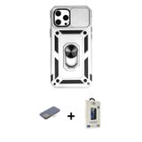 ieg™ iPhone 12 Pro Max Kılıf Ahenk Klasik - Siyah Bilvis Hayalet Cam Ekran Koruyucu + Sarı Renkli Ka