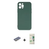 ieg™ iPhone 12 Pro Max Kılıf Ahenk Serisi - Siyah 20D Premium Cam Ekran Koruyucu + Sarı Renkli Kamer